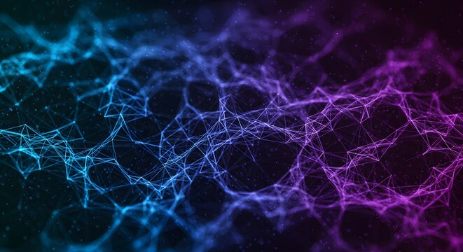 Abstract Network Connections Blue and Purple Digital Art