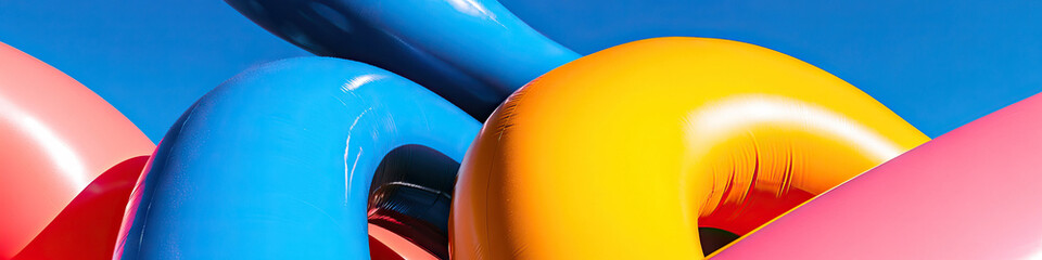 Poster - Intertwined Inflatable Tubes Against Blue Sky