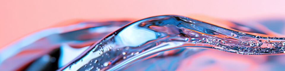 Poster - Close-up Photograph of Flowing Liquid with Bubbles