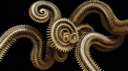 Poster - Intricate gold spiral structures against a black background.