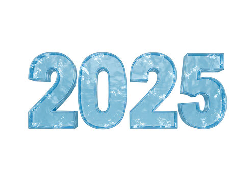 Cool blue ice texture numbers 2026 isolated on transparent background