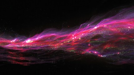Poster - Abstract design with swirling pink and red colors.