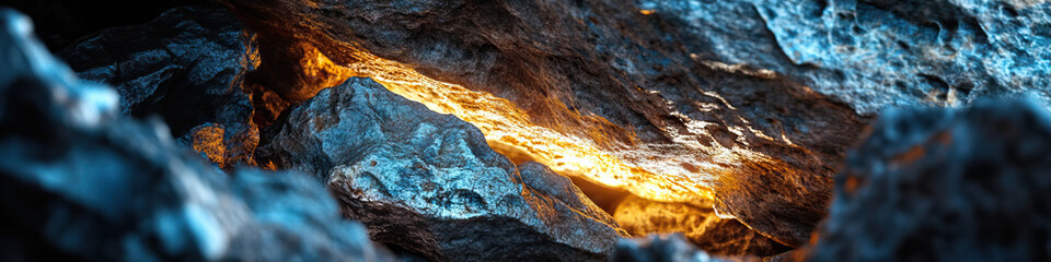 Poster - Glowing Fissure in Dark-Colored Rocks
