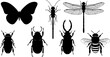 © MuhammadImran - Vector insect silhouettes collection of butterfly dragonfly bee and beetles entomology concept art