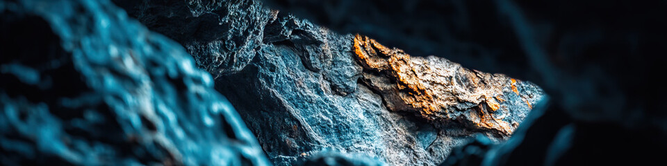 Poster - Close-up of Teal and Ochre Rock Formation