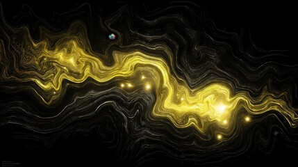 Poster - Abstract design with flowing gold lines on a black background.