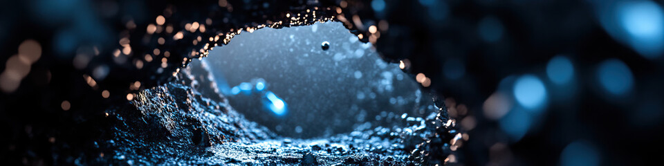 Poster - Abstract Image: Dark Opening with Blue and Orange Illumination