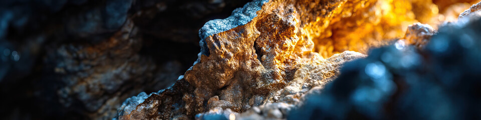 Poster - Close-up of Gold and Blue Rock Formation