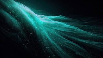 Poster - Teal shimmering fabric texture against a dark background.
