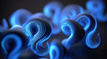 Poster - Abstract swirling shapes in a deep blue color.