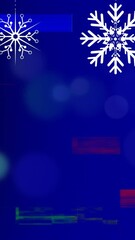 Poster - Digital animation of glitch technique and christmas decorations moving on blue background