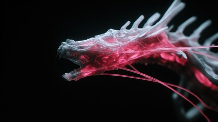 Poster - Abstract digital rendering of a fantastical creature's head.