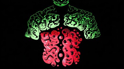 Poster - Abstract graphic design of a stylized torso with intricate details.
