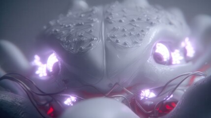 Aufkleber - Close-up of a futuristic, technological headpiece.