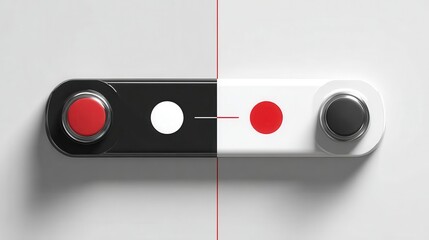 Poster - A black and white control panel with contrasting buttons.