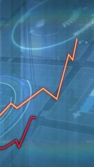 Poster - Animation of graphs moving over interface with data processing against computer server room