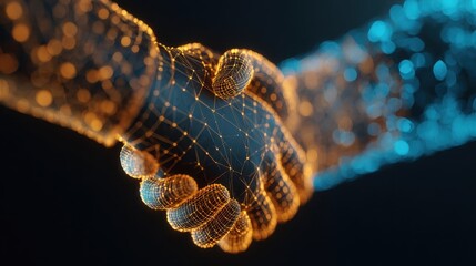 Aufkleber - Digital handshake representing a connection.