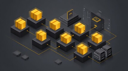 Aufkleber - Network of interconnected data storage units.