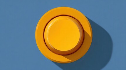 Poster - Bright orange button on a muted blue background.