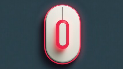 Poster - Illuminated, glowing oval button with red accent.