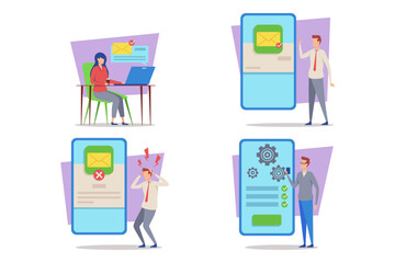 Poster - Collection of various office tasks, including managing email notifications and addressing technical issues