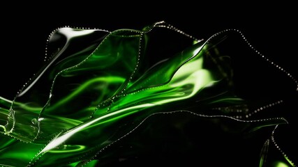 Poster - Flowing transparent green multilayer cloth background, 3d rendering.
