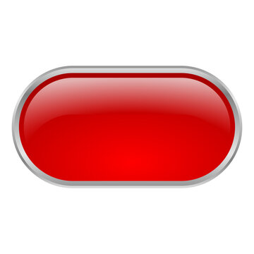 3D red rounded rectangle short button png UI asset vector template