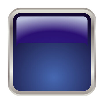 blue square 3D button template vector png UI asset image