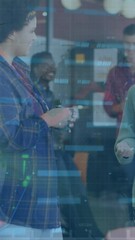 Poster - Animation of financial data processing over group of diverse business people