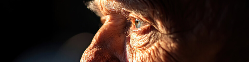 Poster - Close-up Profile of Elderly Person's Face