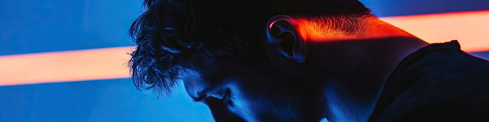 Poster - Male Profile with Neon Lighting