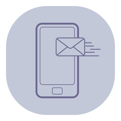 Fototapete - Simple line icon of mobile device with envelope symbolizing message being sent. Tech applications or notifications concept