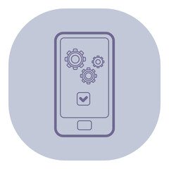 Aufkleber - Simple line icon of mobile device with gear symbols indicating settings. Concept of customization and configuration of mobile applications and features