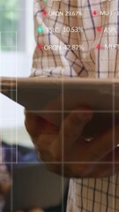 Poster - Animation of data processing over businessman using smartphone
