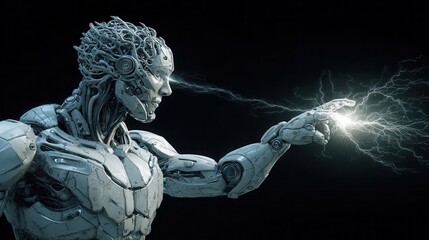 Poster - Detailed illustration of a futuristic robot with an intricate design.