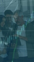Poster - Animation of data processing over diverse business people in office