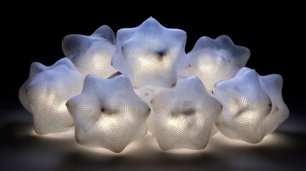 Poster - Abstract, luminous,  light fixtures with a geometric design.