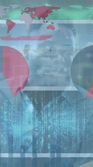 Poster - Animation of financial data processing over business people working in office