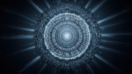 Aufkleber - Intricate, circular design with radiating lines.