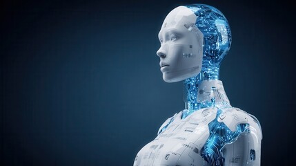 Aufkleber - Side view of a futuristic robot woman.