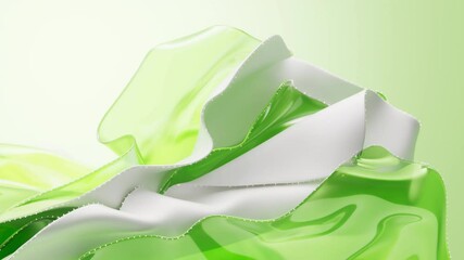 Poster - Flowing transparent green multilayer cloth background, 3d rendering.