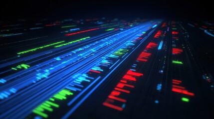 Aufkleber - Digital display with colorful data streams.