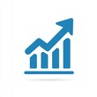 © Rungtiwa - Blue upward trending bar graph icon on white background. Simple, clean design representing growth and progress. Ideal for business, finance, and marketing.