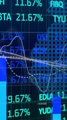 Poster - Animation of wave pattern, graphs and map over trading board against abstract background