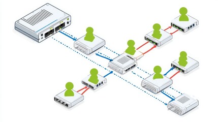 Poster - Network diagram illustrating data transmission between multiple devices.
