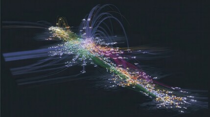 Aufkleber - Network visualization of interconnected data points.