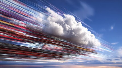 Poster - Abstract design of streaks and a cloud against a vibrant sky.