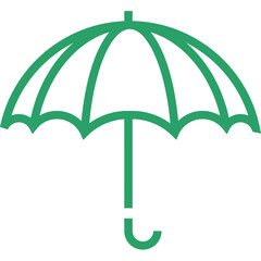 Poster - Simple green umbrella icon on a black background representing protection and shelter