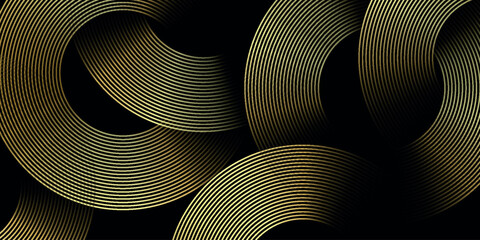 dark background with golden luxury circles lines decoration. modern graphic design element stripes s
