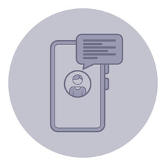 Aufkleber - Simplified illustration of smartphone displaying contacts photo alongside speech bubble, highlighting digital communication. Connection in modern technology concept
